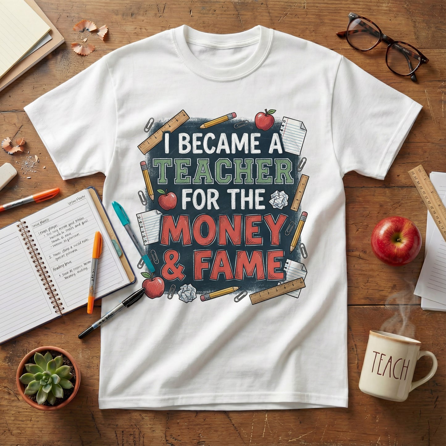 Money & Fame Teacher Tee