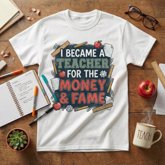 Money & Fame Teacher Tee