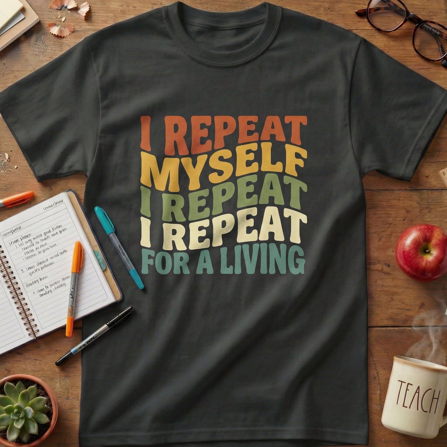 I Repeat Myself Retro Teacher Tee
