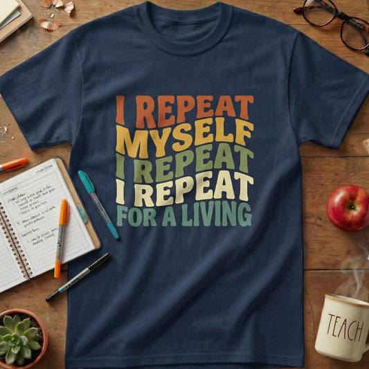 I Repeat Myself Retro Teacher Tee