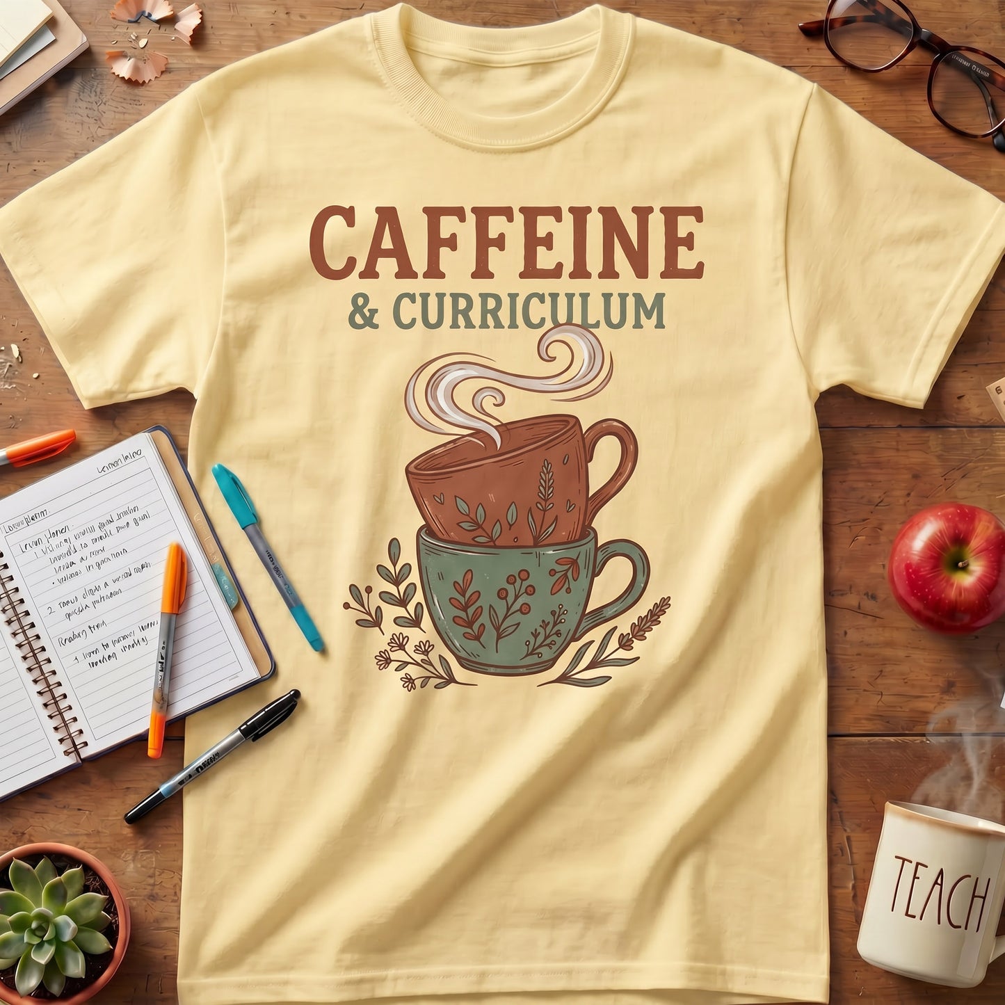 Caffeine and Curriculum Teacher Tee ver. 2