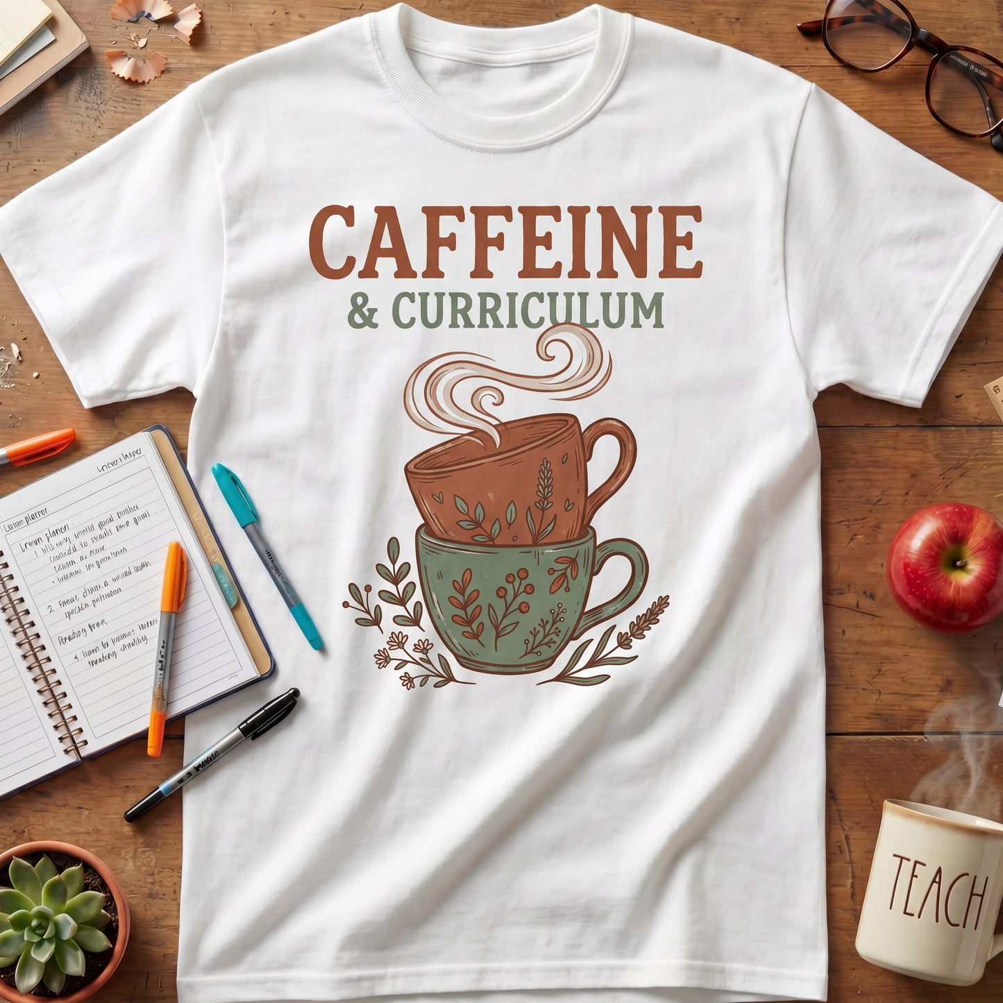 Caffeine and Curriculum Teacher Tee ver. 2