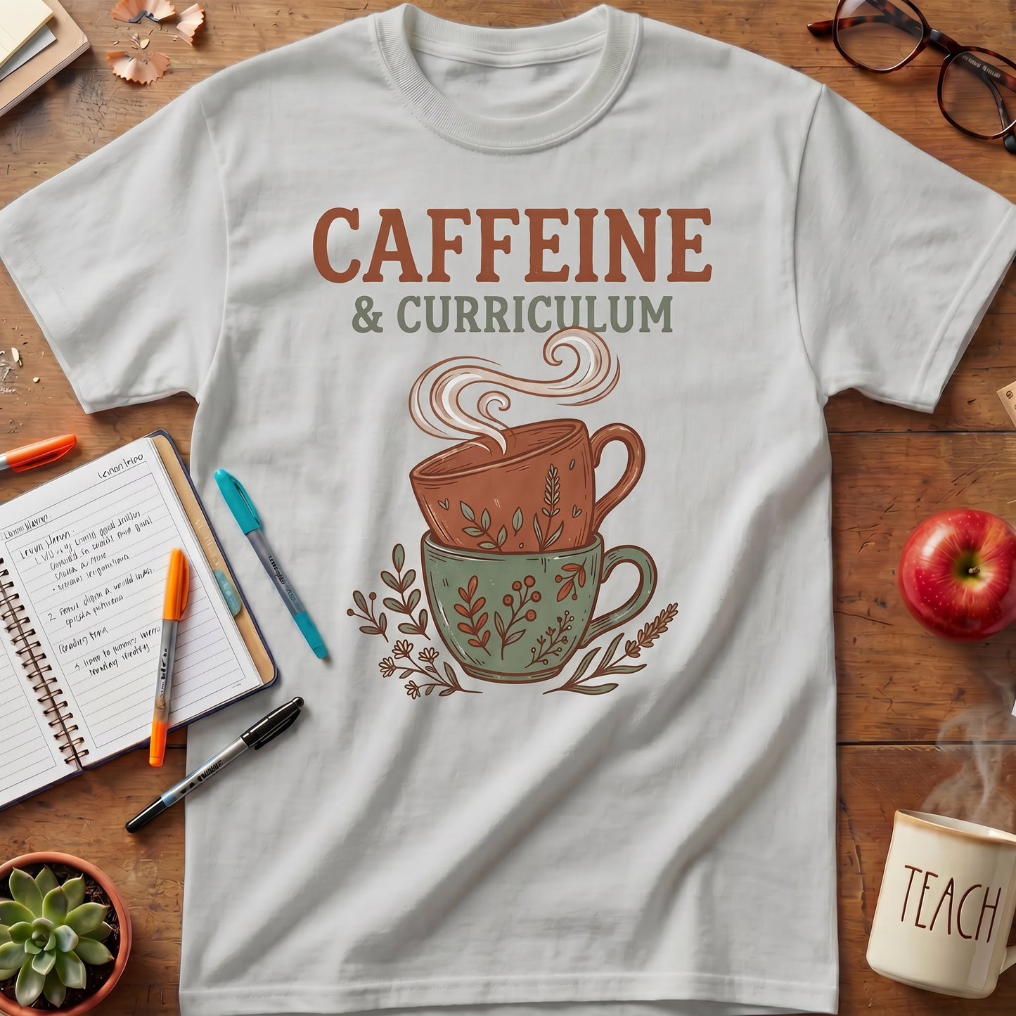 Caffeine and Curriculum Teacher Tee ver. 2