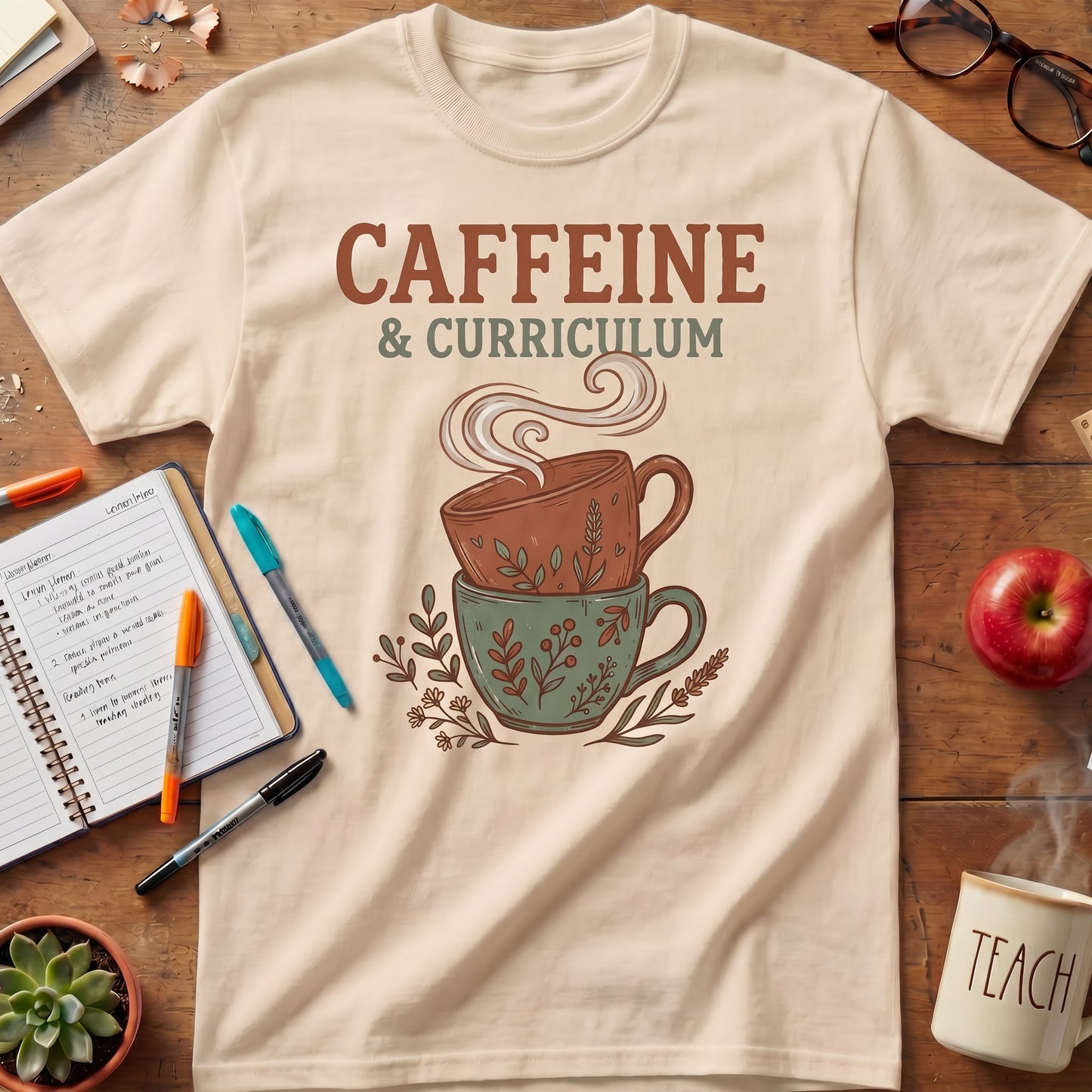 Caffeine and Curriculum Teacher Tee ver. 2