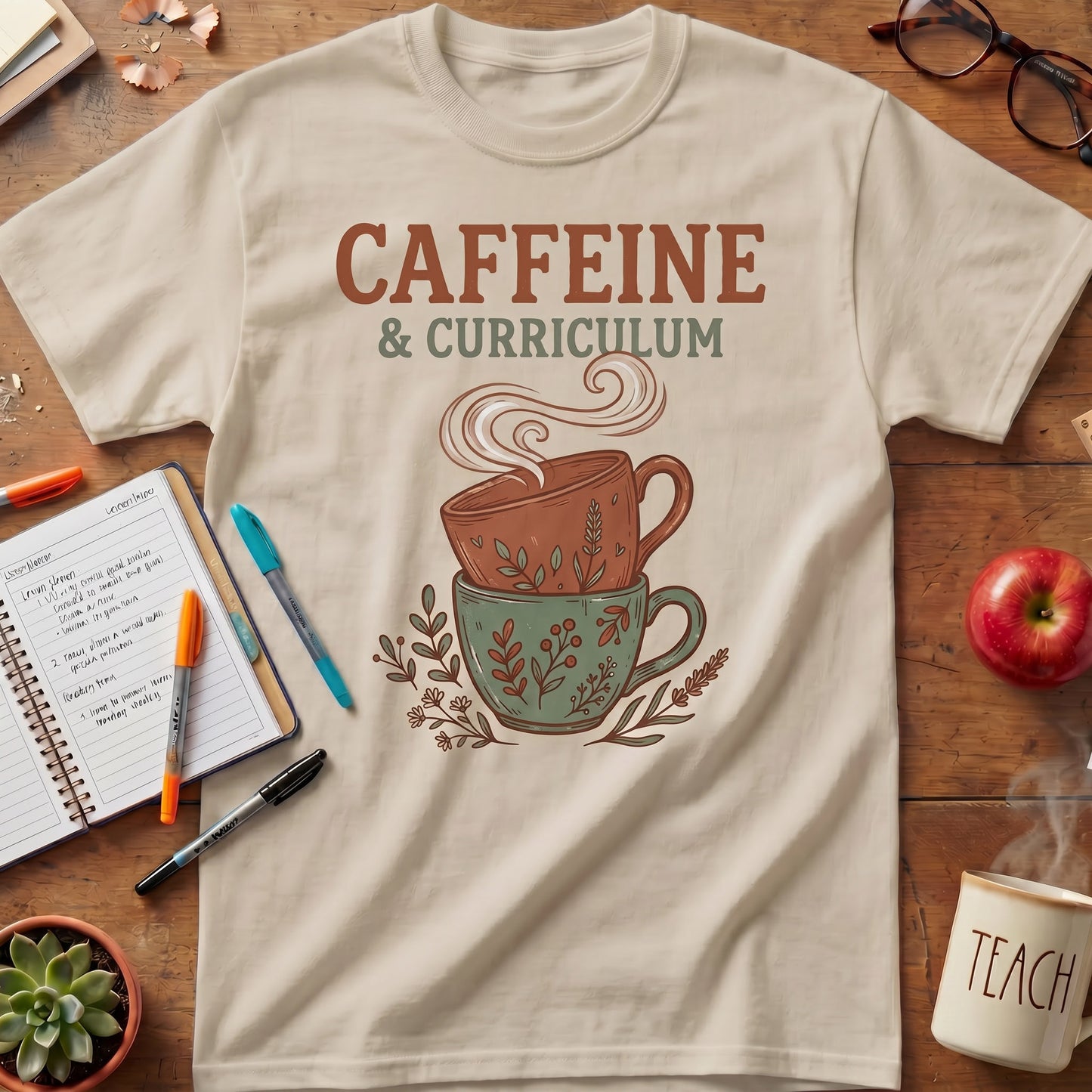 Caffeine and Curriculum Teacher Tee ver. 2