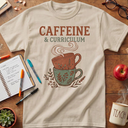 Caffeine and Curriculum Teacher Tee ver. 2