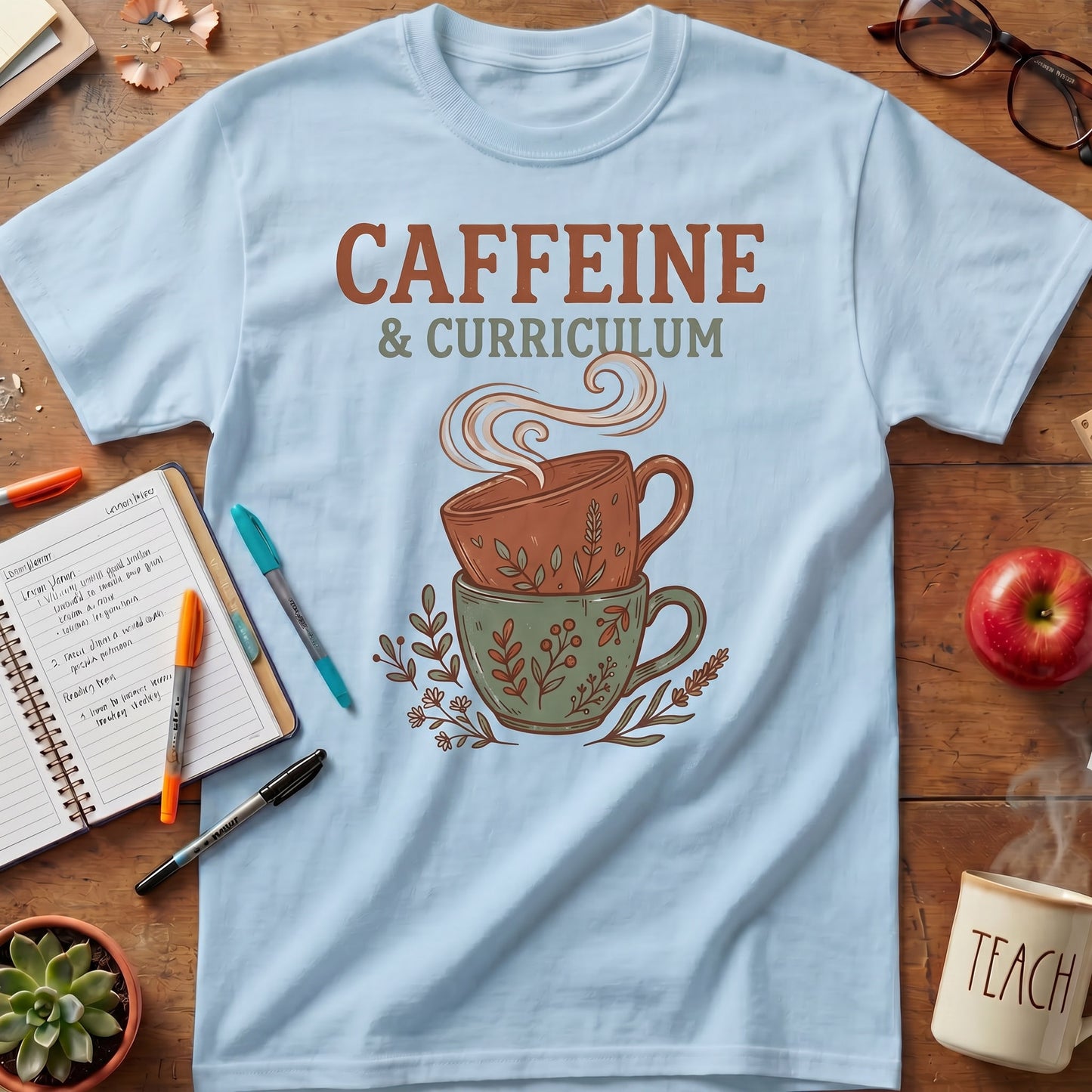 Caffeine and Curriculum Teacher Tee ver. 2